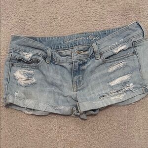 American Eagle Outfitters Light Blue Ripped Jean Shorts